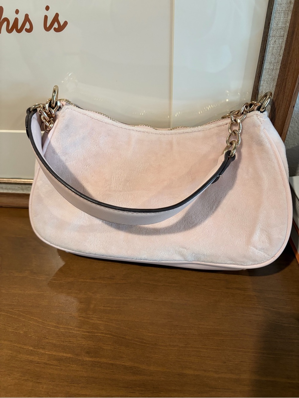 Authentic Vintage Juicy Couture Baby Pink Velour Handbag Pouch - Y2K Pink Tag - Picture 9 of 10
